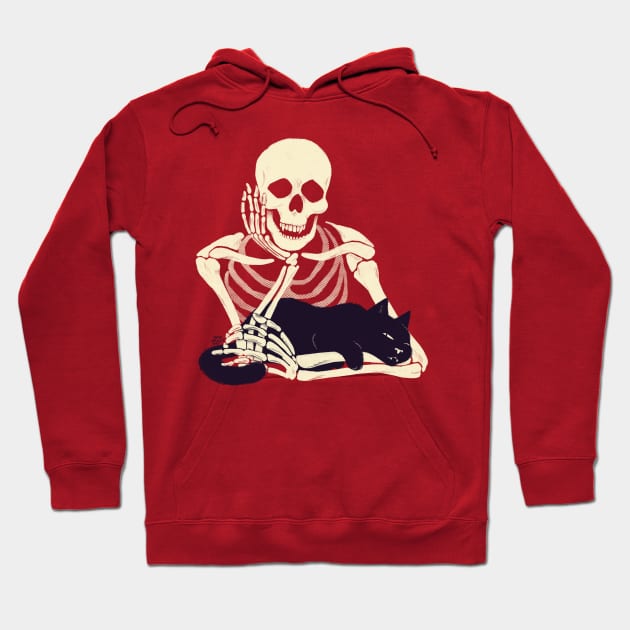 Cat and Skeleton Hoodie by SarahWrightArt